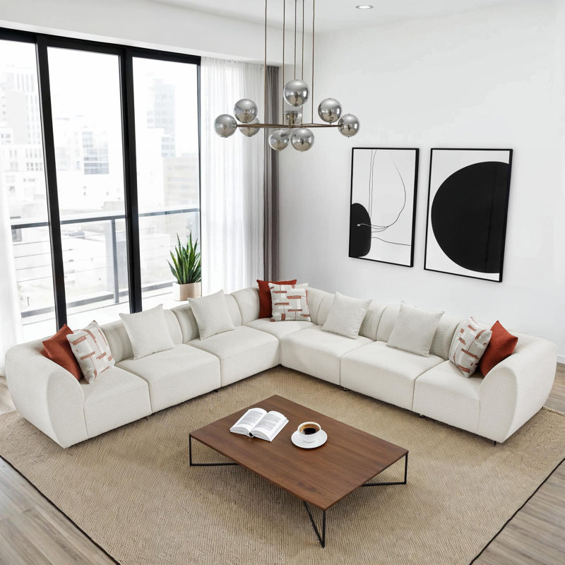 Canapé modulaire modulaire et contemporain de 159 po avec accoudoirs arrondis Humiston