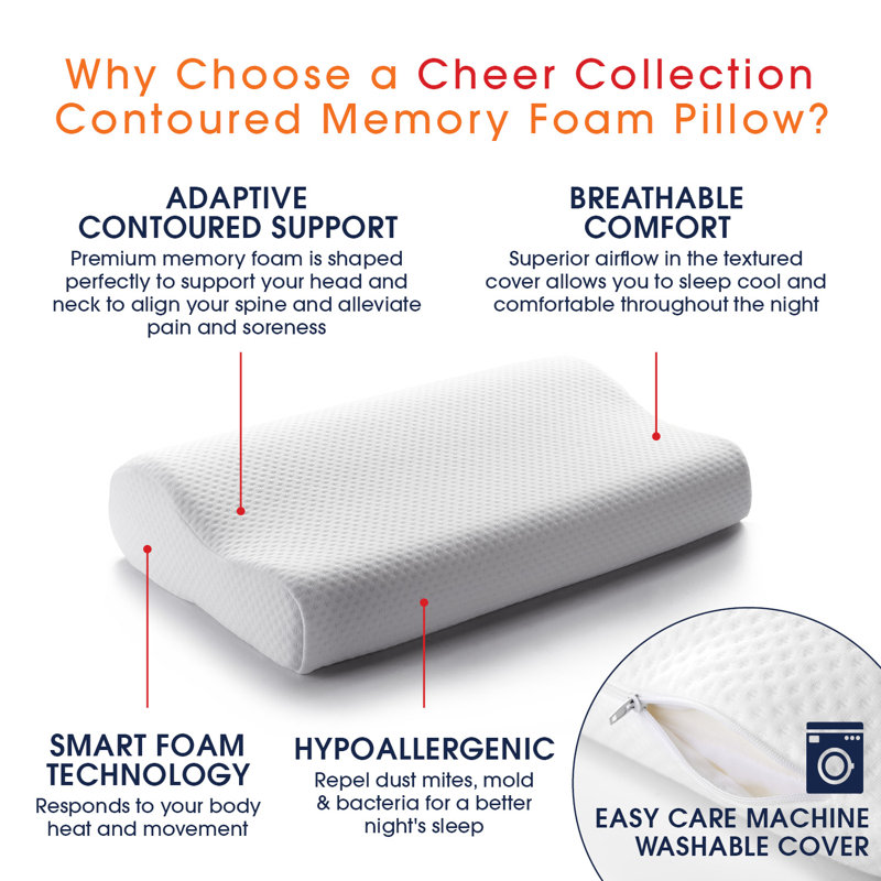 Delvale Contour Plush Memory Foam Standard Cooling Bed Pillow