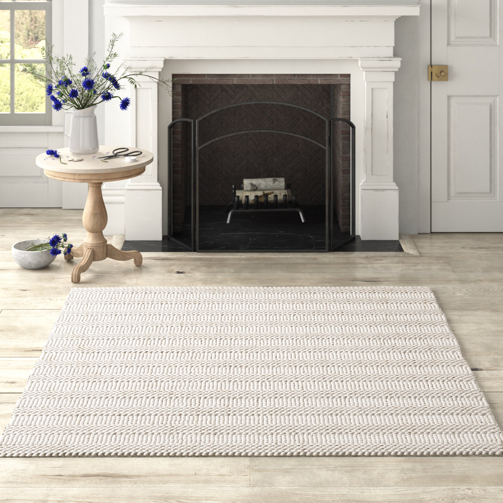 Stanwick Bleached Hand-Woven Jute Rug, Square 6'