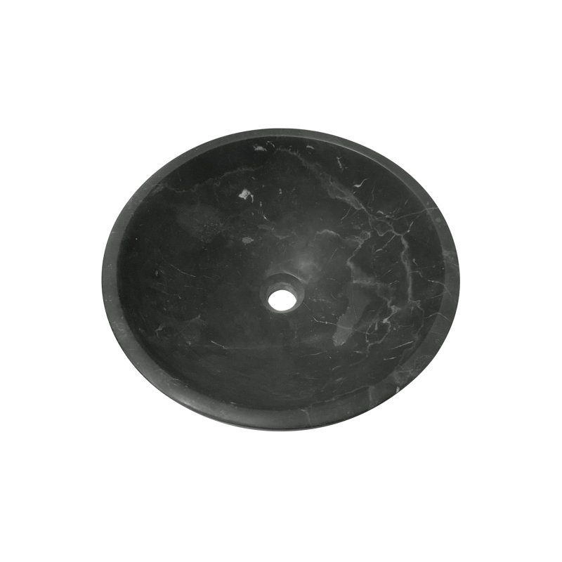 Lavabo vasque en marbre naturel gris foncé, rond 15,8 po, surface mate, construction solide pour cuve de luxe pour salle de bain spa, finition ronde, un décor