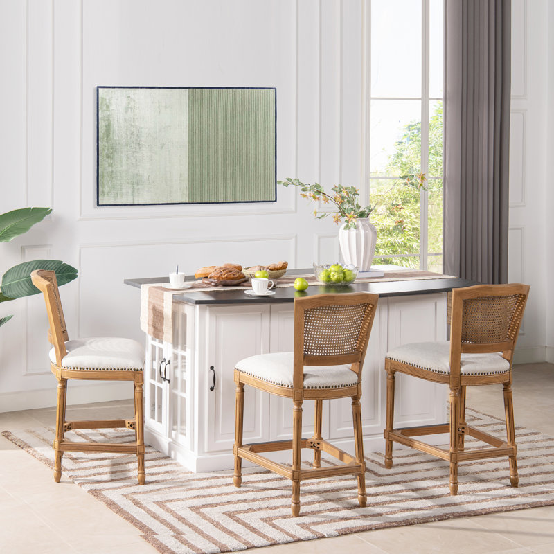 Roquefort Upholstered Counter Stool, White Pepper
