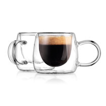 350 Ml Glass Espresso Cup With Lids Spoon-double Wall Insulated Clear Mugs  With Handle & Suspended Base Design-thick Expresso Coffee Cups