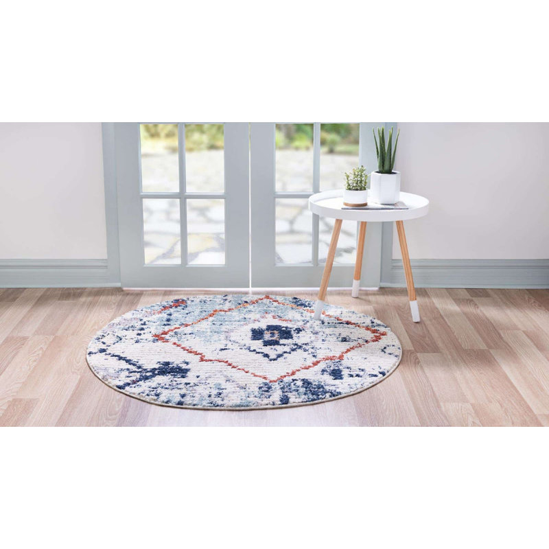 Victorville Abstract Indoor Rug, Round 4'