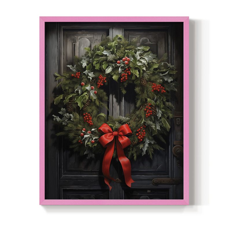 «Christmas Holiday Art DCLxxvii», reproduction d'art encadrée - bois massif, H 15 po x l 12 po, Rose