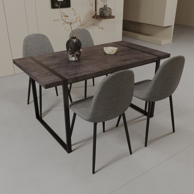 Ensemble de table de salle à manger en bois aggloméré et ensemble de chaises de salle à manger moderne de 4 pièces, ensemble de table de salle à manger de style médiéval