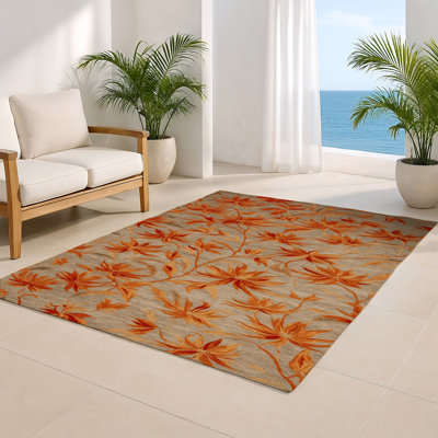 Tapis beige d'intérieur et d'extérieur Botanical