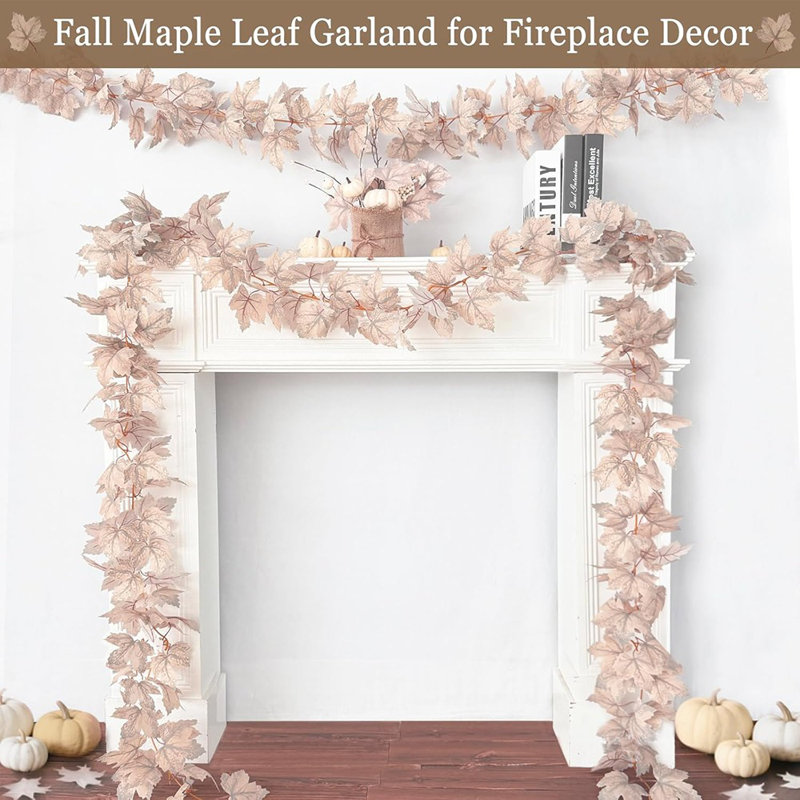 Ensemble de 2 guirlandes d'automne de 6 pi décorations d'automne pour la maison, décorations d'automne guirlandes à feuilles d'érable avec crochets, guirlande d'automne, décorations de l'Action de grâce pour la maison