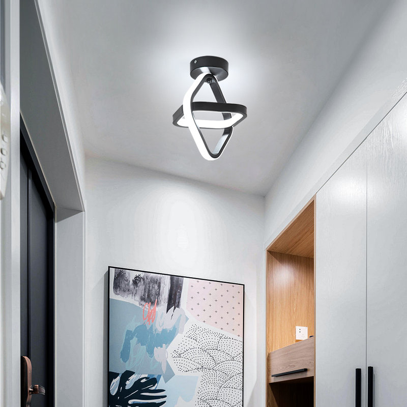 LED 20W Square Corridor Ceiling Lights Flush Mount Light, Black, 6000