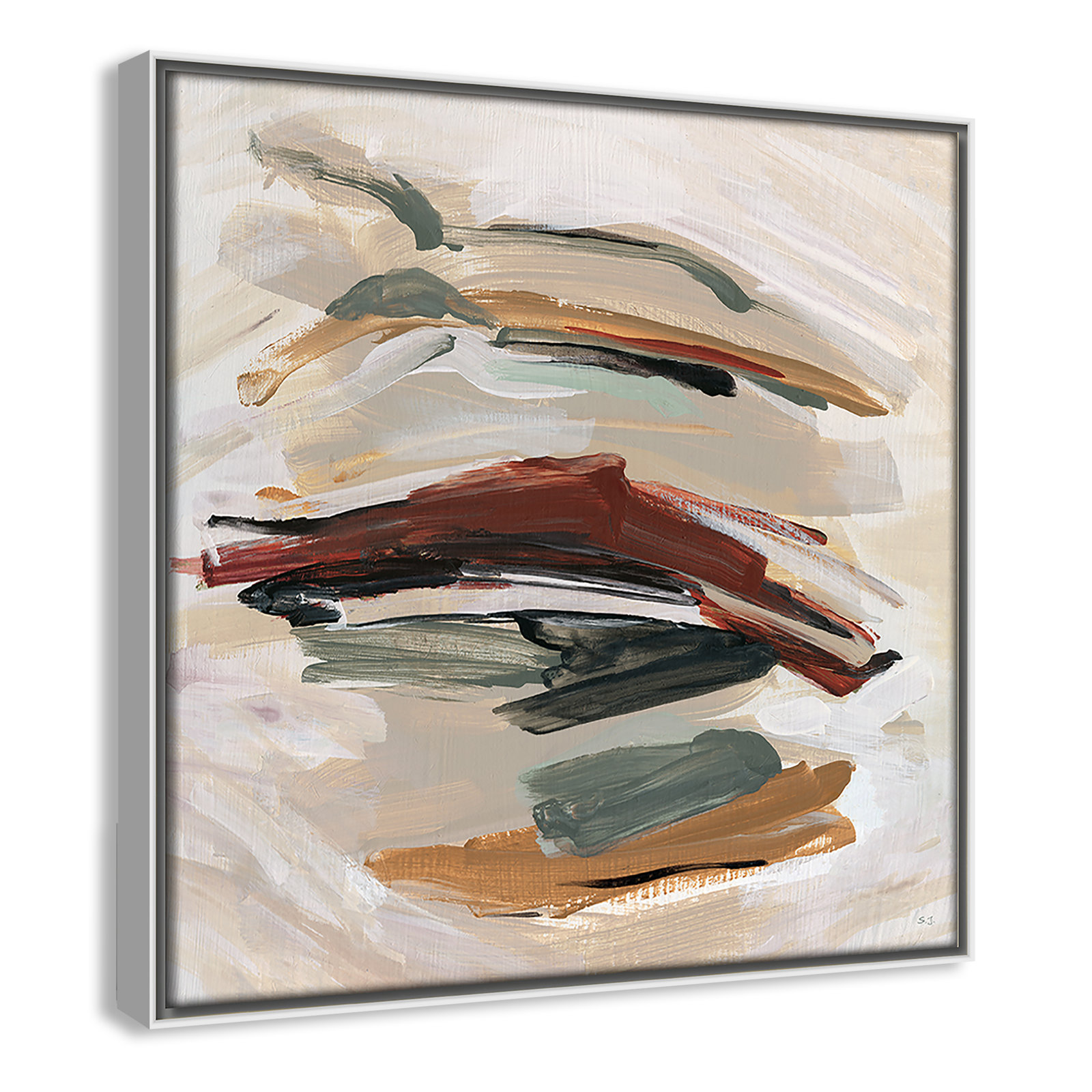 Carmina "Spring Shadows" Painting by Susan Jill, 13.5" H x 13.5" W, White 