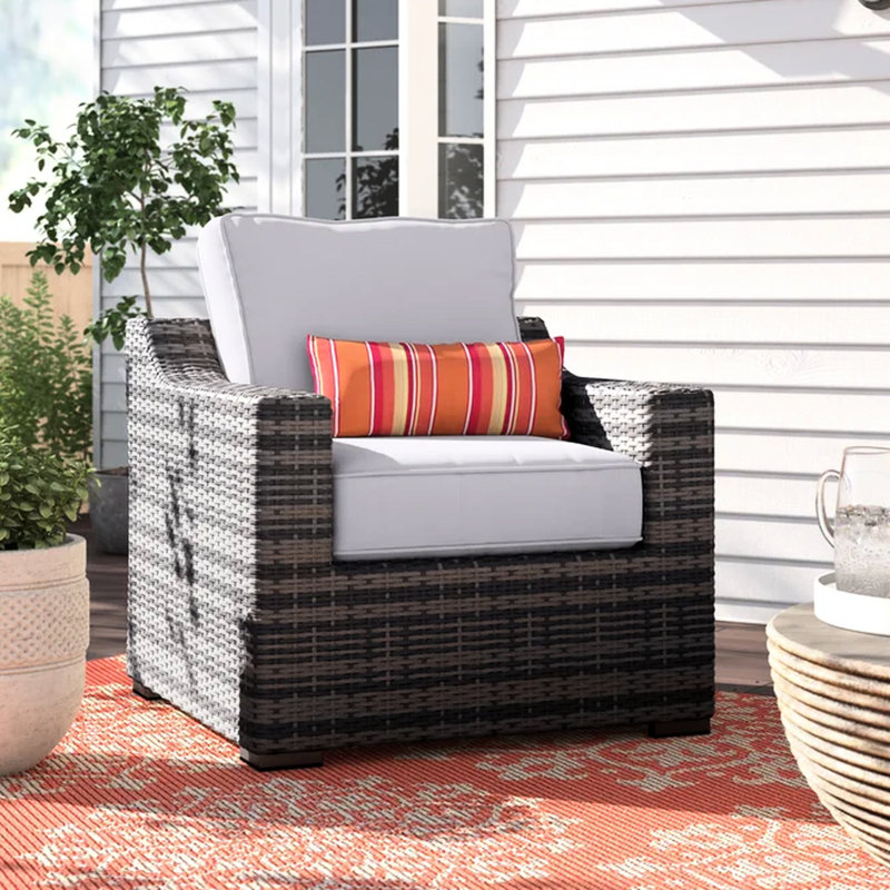 Rust - Chaise de patio avec mousse et coussins de jardin modernes