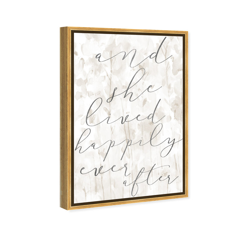 " Typography And Quotes Happily Inspirational Quotes And Sayings ", Gold Framed Canvas, 54" H x 36" W