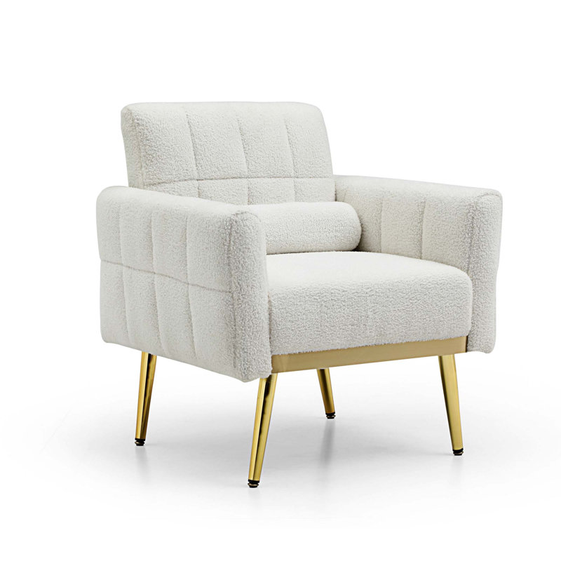 Lunie Upholstered Accent Chair, White Fabric