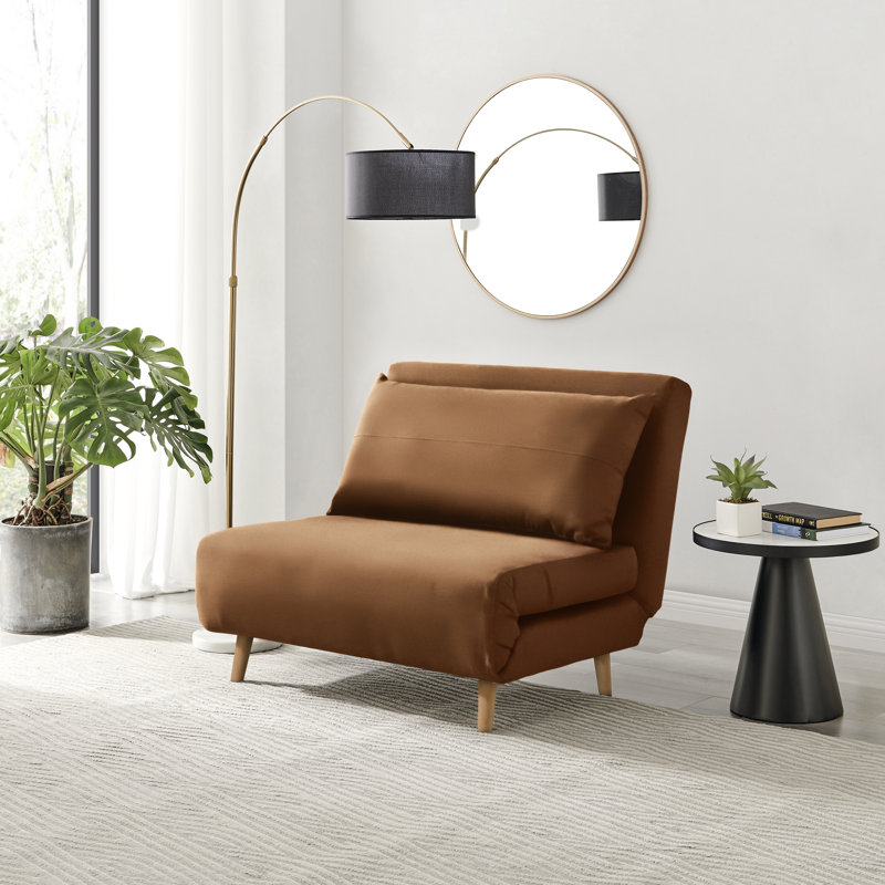 Brody Futon Sofa Bed - Luxury Simple Modern Folding Design, Orange Velvet
