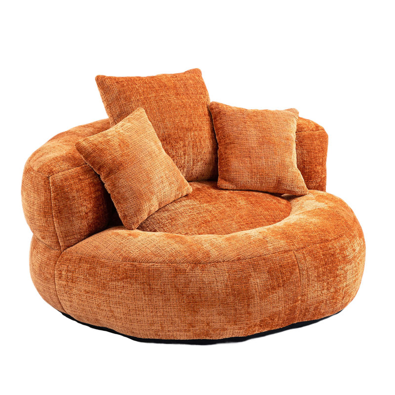 Foam Bean Bag Chairs for Adults/Teens with Filling, Orange Chenille
