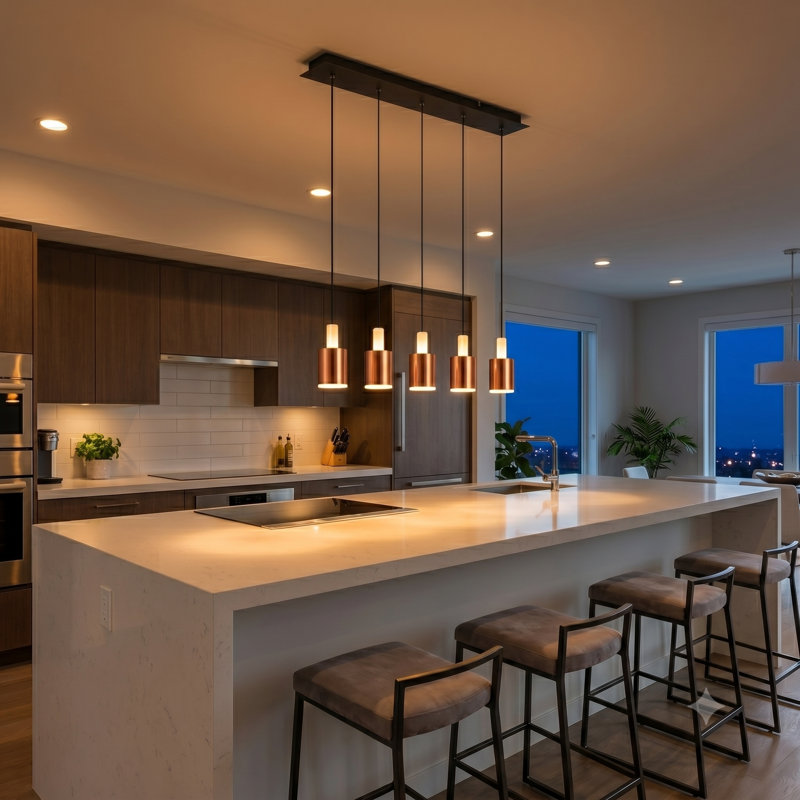 Essoura 5 - Light Kitchen Island Pendant, White/Copper