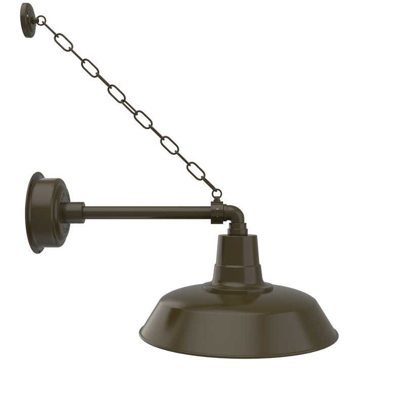 Luminaire de grange d'extérieur à DEL Haleigh, H 10 po x l 16 po x P 25 po, Bronze acajou