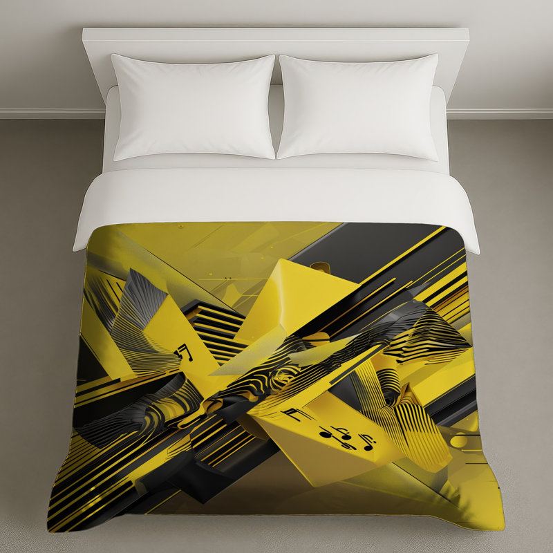 Housses de couette abstraites jaunes et noires, Twin