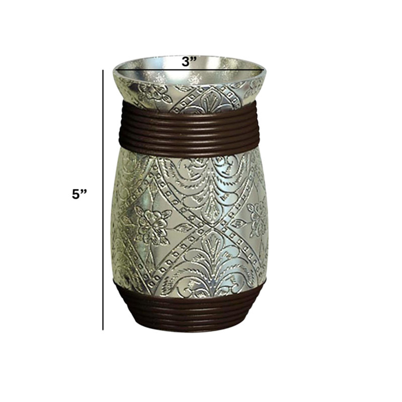 Porte-gobelet en résine pour salle de bain - Brosse à dents et brosse à dents en bronze huilé