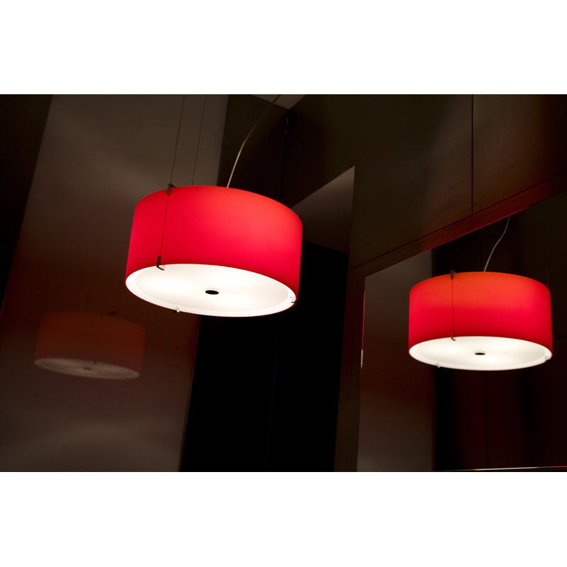 3 - Light Drum Pendant, Opal Red, Chrome