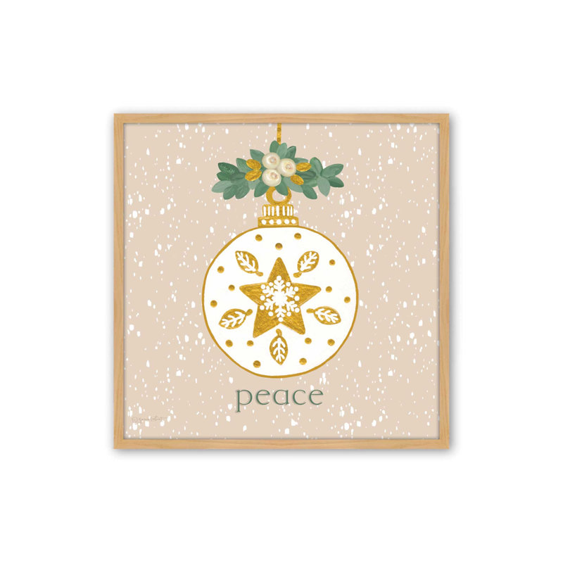 «Snowy Peace Ornament» par Annie Lapoint, reproduction d'art, L 12 po x H 12 po, Érable, Impression encadrée