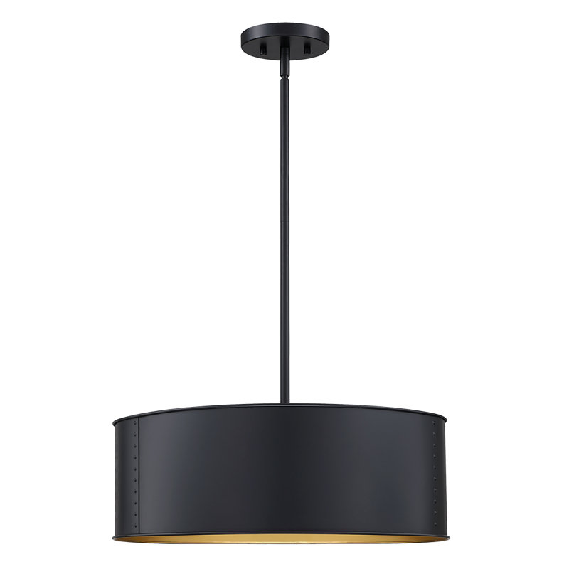 Ouellet 4 - Light Dimmable Drum Chandelier, Black