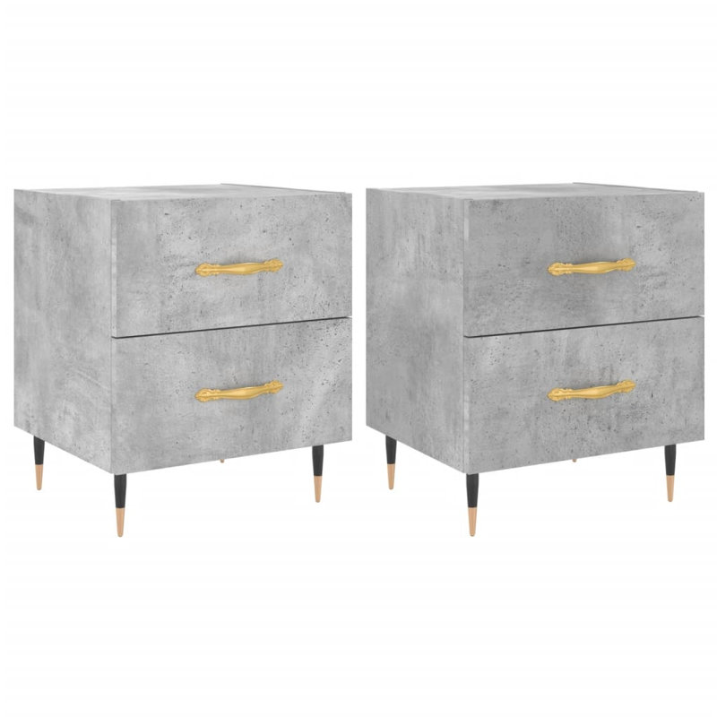 Rydal 40cm W Iron Bedside Table, Set of 2, Concrete Grey