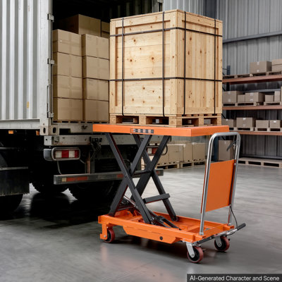 Hydraulic Lift Table Cart, 2200 lbs Capacity 40 in Lifting Height, for Material Handling, Moving, Transportation, Manual Single Scissor Lift Table, with 4 Wheels and Handle, Heavy-Duty Steel