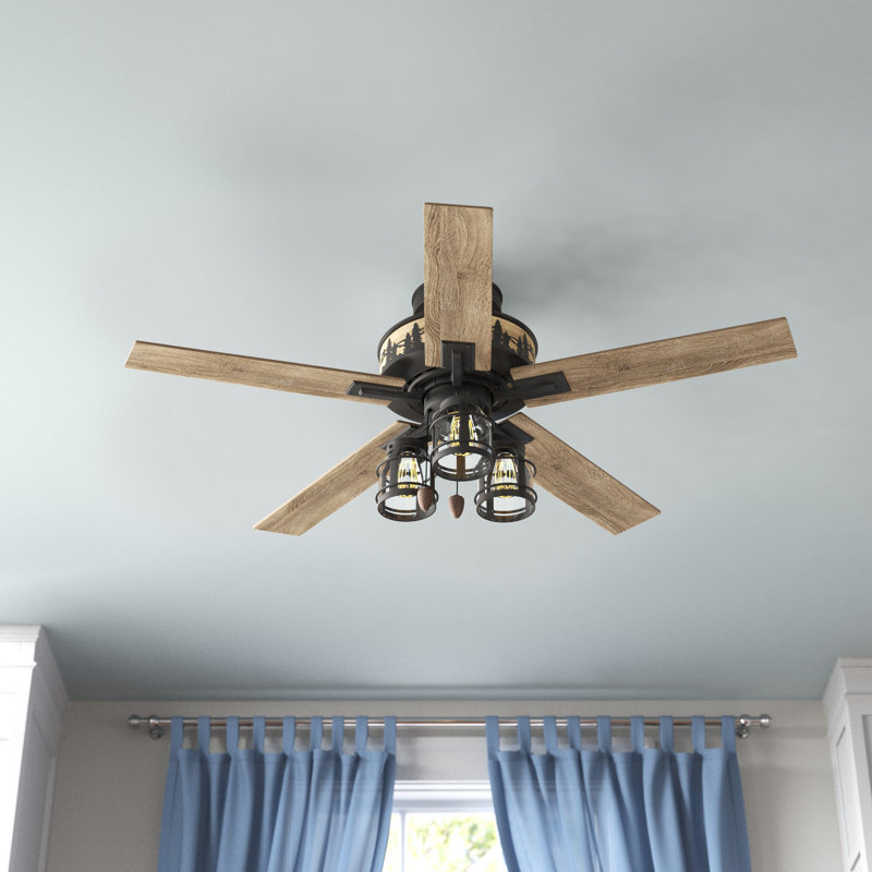 52" Vista 5 - Blade Standard Ceiling Fan with Pull Chain and Light Kit Included