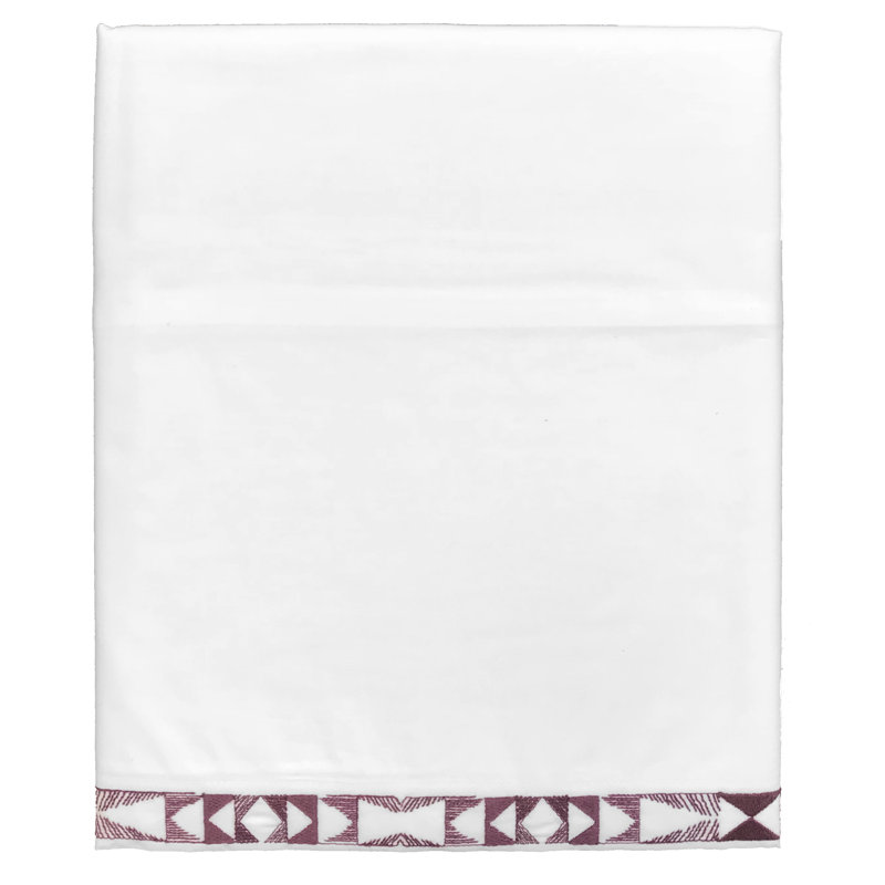 Commune Percale Geometric Flat Sheet, King, Pomegranite