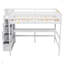 Lit mezzanine double avec bureau, tablettes et escalier de rangement