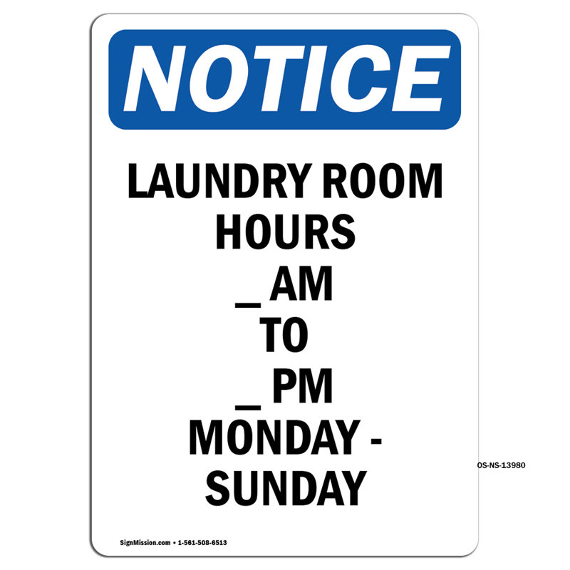 «Laundry Room Hours Am to Sign»