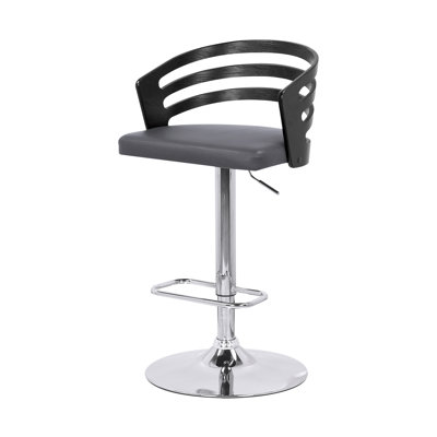 Tabouret de bar pivotant en similicuir et noyer