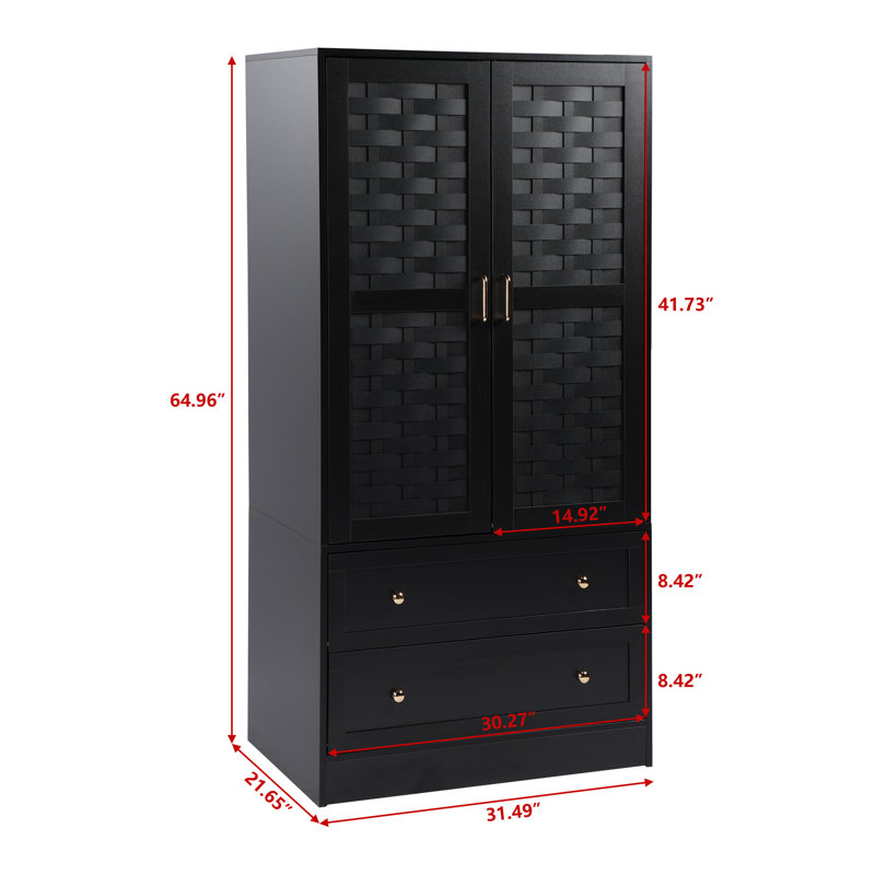 Armoire en bois manufacturé Romond, Noir