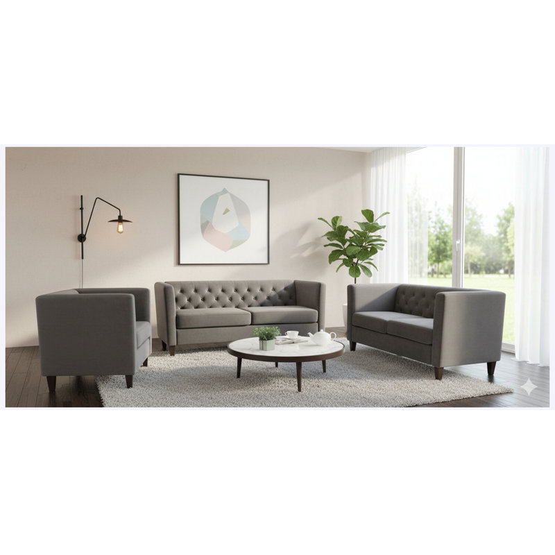 Canapé 2 places Mid-Century, Polyester gris