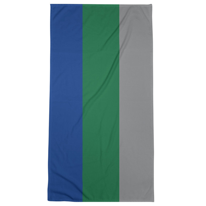 Cotton Blend Beach Towel, Dark Green/Blue/White