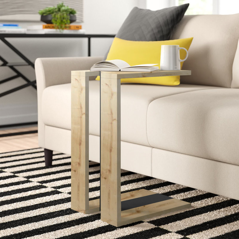 Madelyn Modern Compact C Shape Side Table, Oak/Anthracite