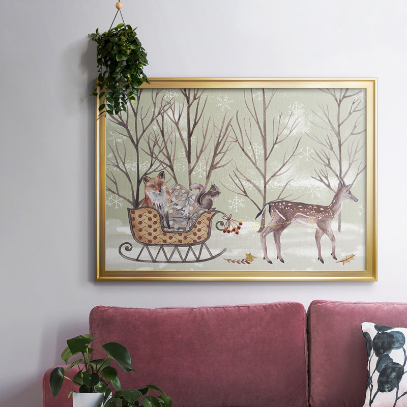 Christmas Time I, reproduction d'art sur toile, H 14 po x l 20 po x P 1,5 po, Or