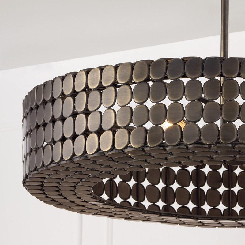 Lustre 4 lumières l 30,25 po x H 6,75 po, Laiton foncé