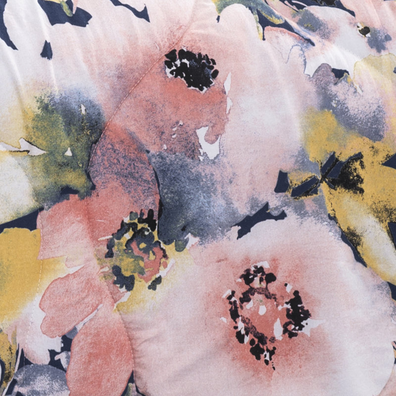 Blue Floral Watercolor Cotton Full Comforter Set