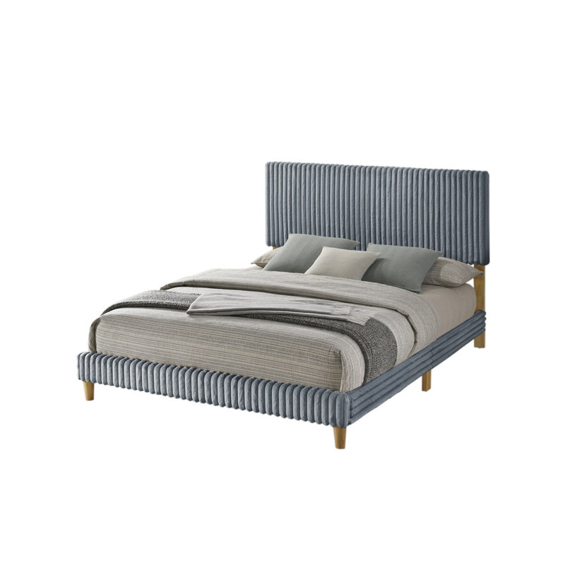 Velvet Corduroy Panel Bed, Grey, Twin