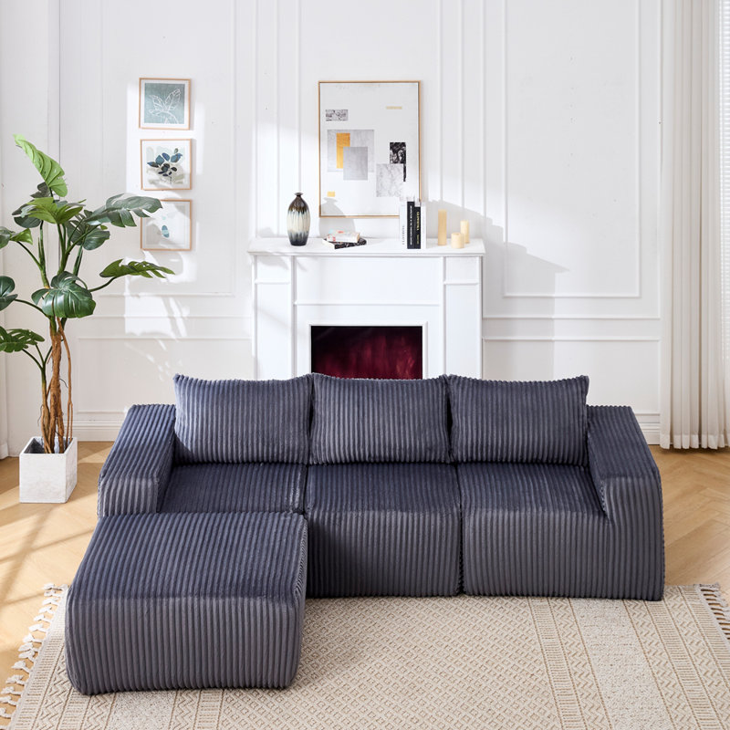 Canapé modulaire Contemporary, Velours côtelé gris foncé