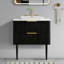 Meuble-lavabo polyvalent avec lavabo en céramique et rangement spacieux-1825040988
