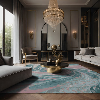 Tapis rose soyeux et moelleux