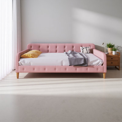 Full Size Upholstered Daybed With 4 Support Legs