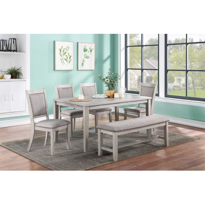 60.4" W 6-PCS DINING SET, RUSTIC GREY