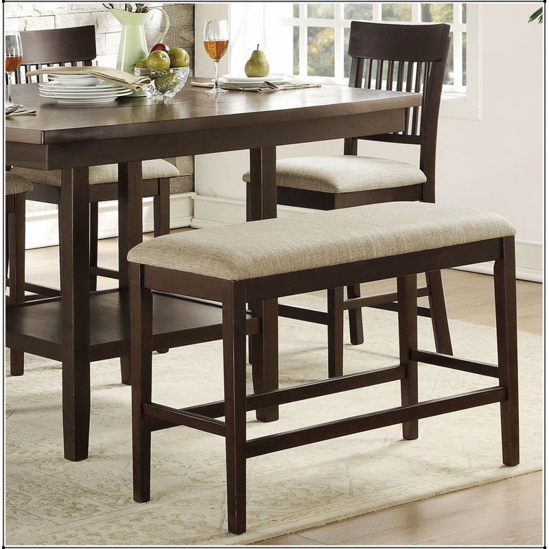 Mobilier de salle à manger rembourré en tissu foncé à hauteur de comptoir 1pc