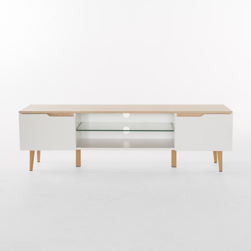 Meuble télé Daniyla, Blanc mat / chêne