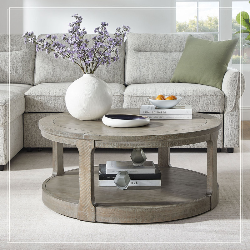 Denya traditionnel rond en bois à 2 niveaux, Grey