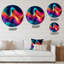 «Abstracted Flowing Forms V», art mural rond abstrait à encre liquide-88620288