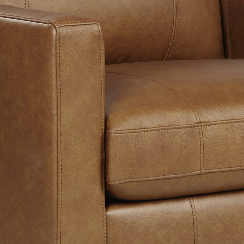 Chaise en cuir Viveros, Cuir véritable brun clair